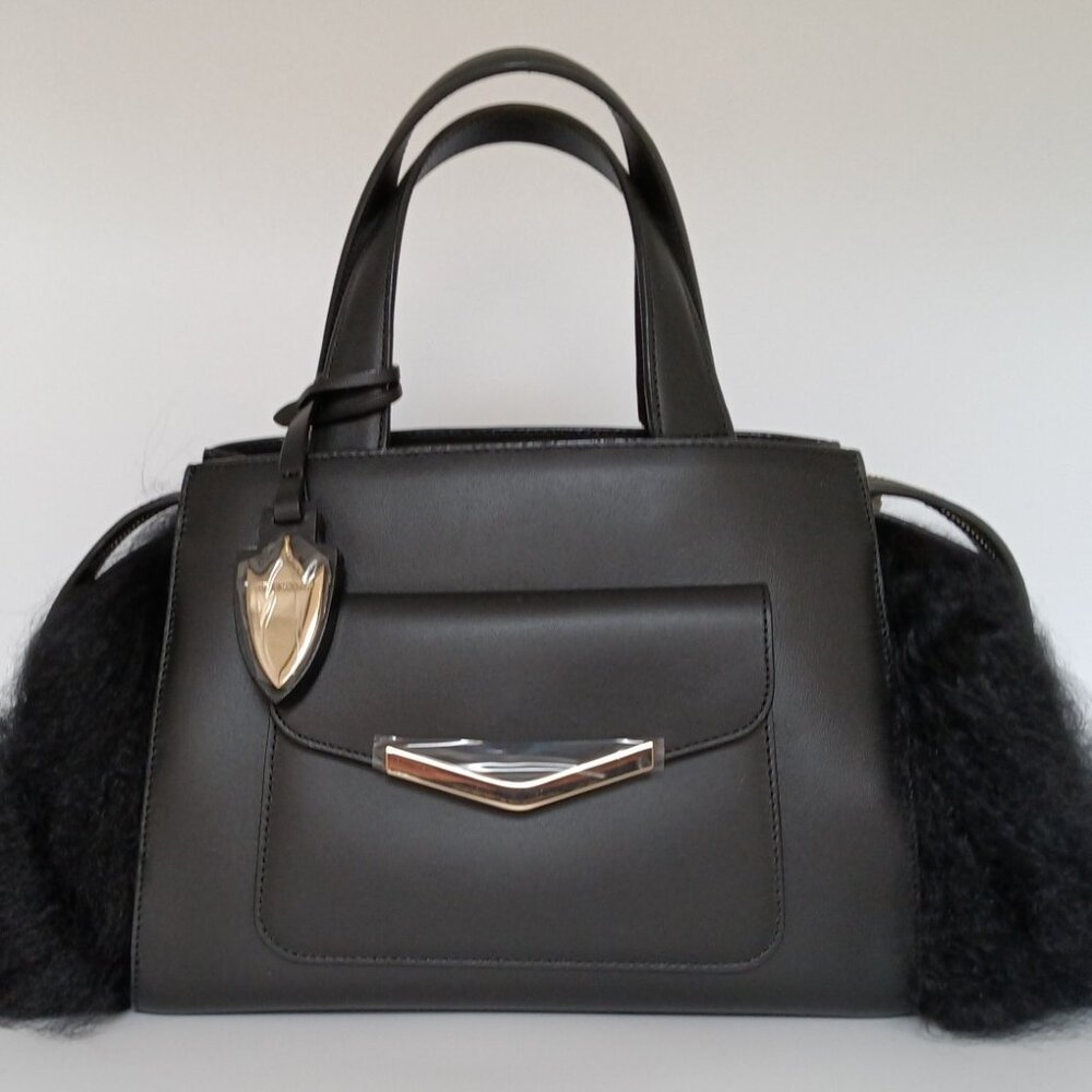 Chloe Mini Tote Bowery Black w/Fur Leather Handbag Time's Arrow  NWT